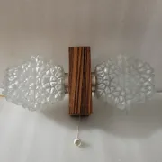 Set of 3 Temde Leuchten wall lights, Teck and frosted glass, 1950-60.