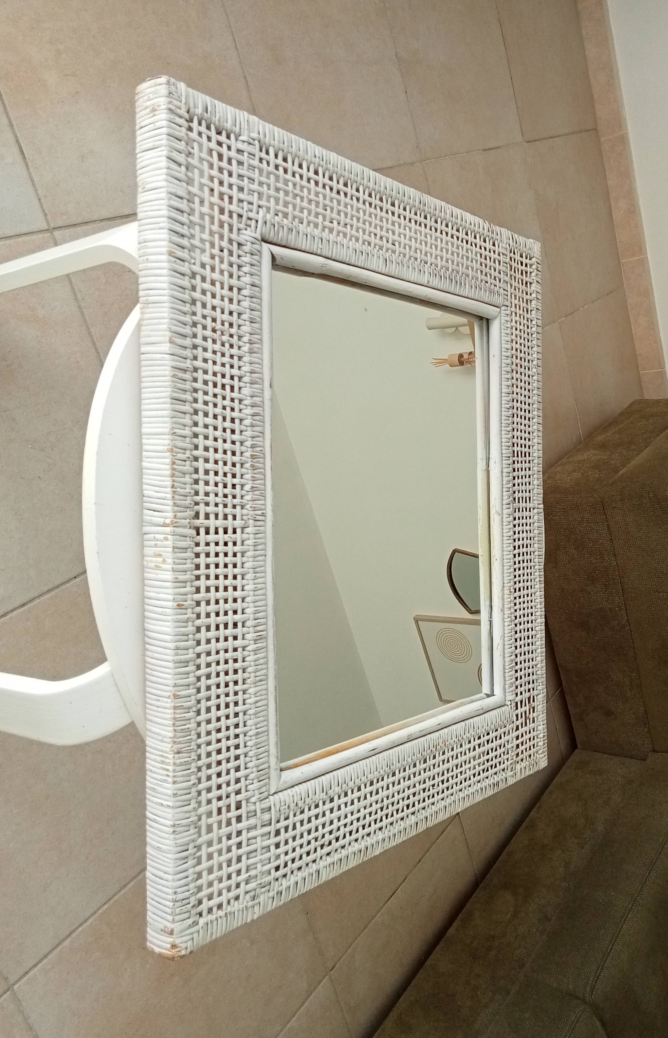 Vintage Boho rattan mirror from the 60s/70s 73*61 cm