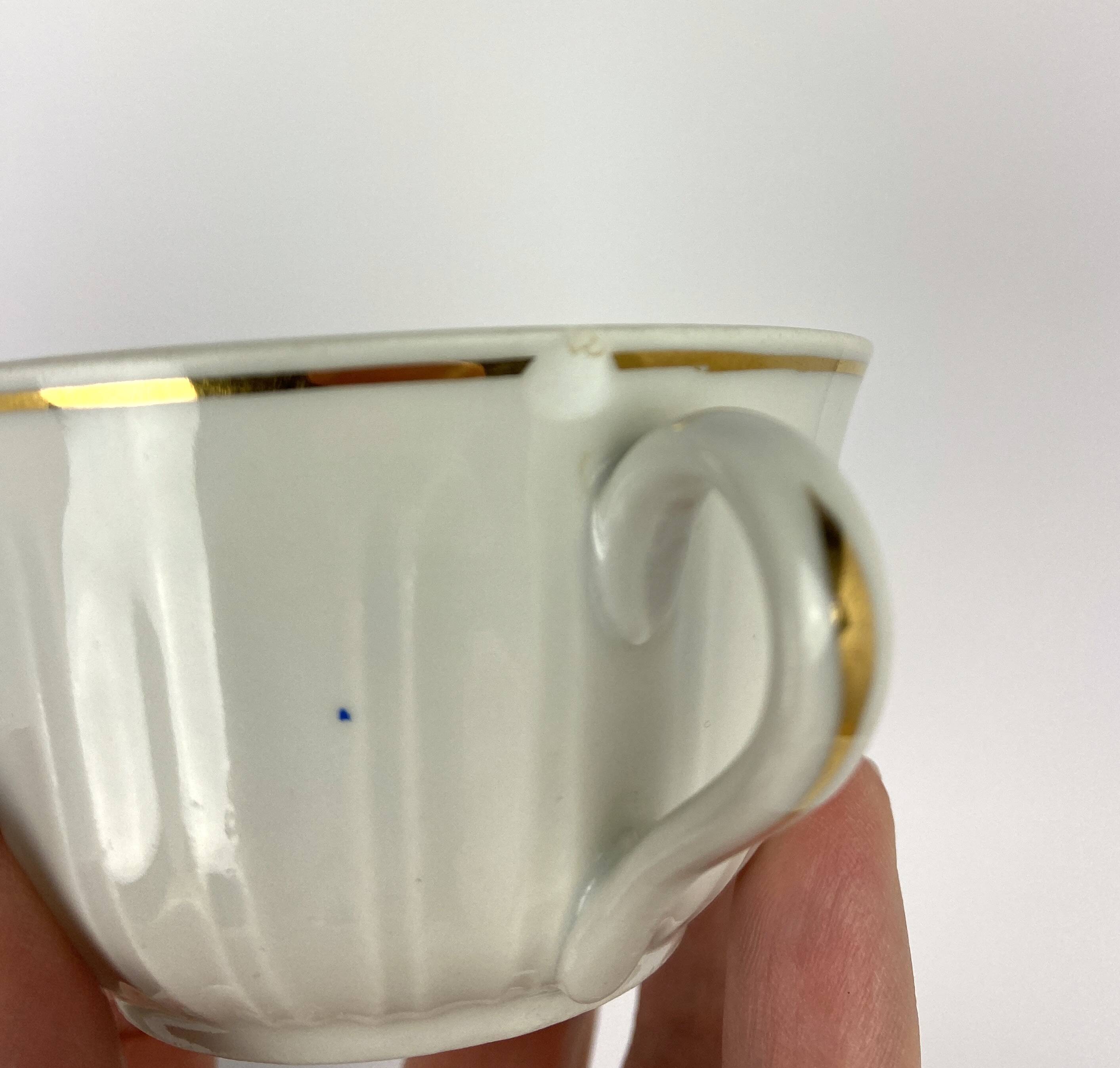 Vintage Mismatched Set of 6 Porcelain Cups and 5 Saucers - Gold