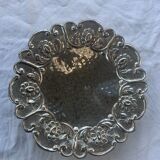 Hammered metal fruit cup vintage floral pattern