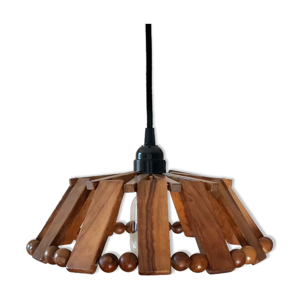 Suspension en bois et - perle