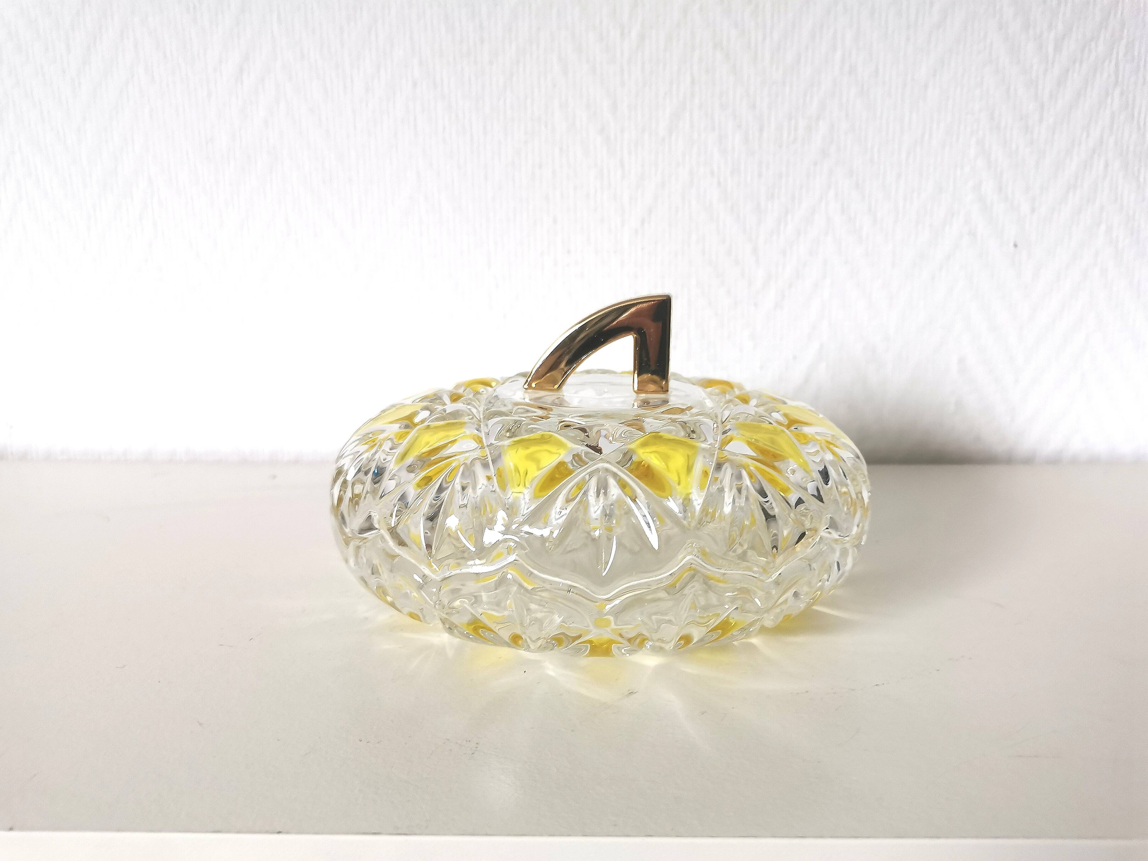 Candy dish, sugar bowl in transparent faceted glass