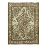 Handmade Turkish Unique 1980s 284 cm x 383 cm Beige Wool Carpet