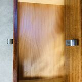 Rosewood and glass chest of drawers, 1960s, Scandinavian storage furniture.