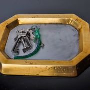 Brutalist XL pocket emptier by David Marshall, bronze and aluminum, Spain, 1980