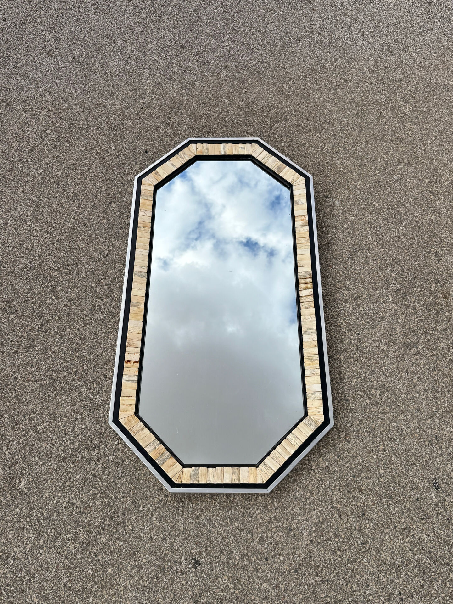Blackened wood, metal and bone mirror by Anthony Redmile – London, 1970
