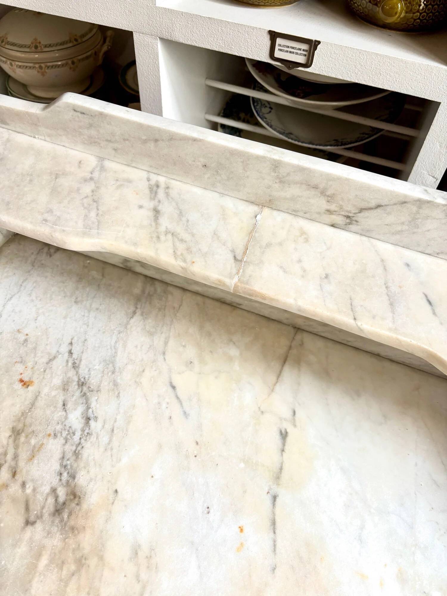 Dressing table, bathroom cabinet in wood and marble 80 x 48 cm