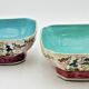 Pair of Chinese wedding bowls with blue floral pattern interior