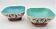 Pair of Chinese wedding bowls with blue floral pattern interior