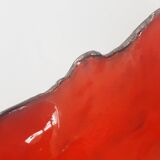 Red ceramic fruit bowl & vintage wood imitation from the 1960s