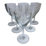 Set of 6 crystal wine glasses engraved 30s