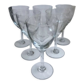 Lot de 6 verres à vin en cristal gravé années 30