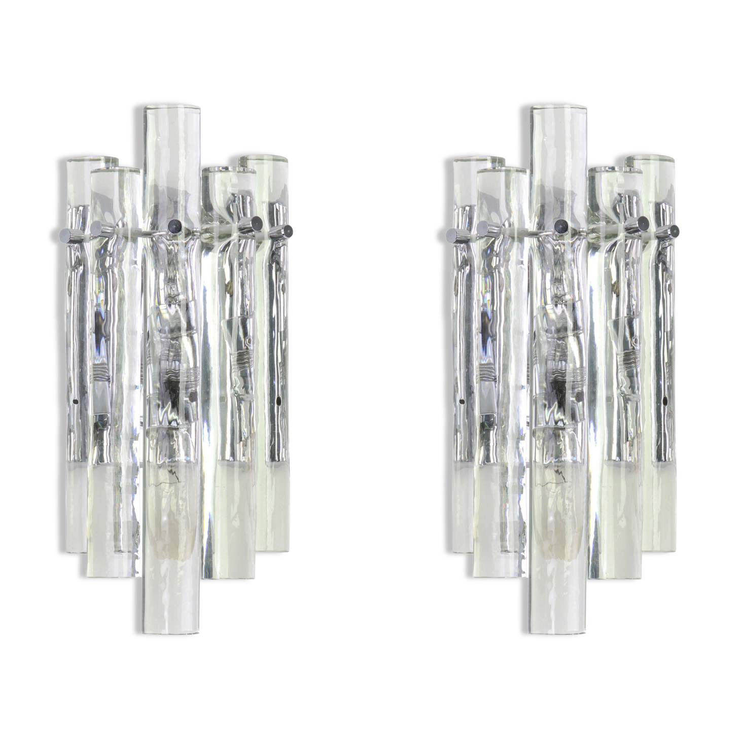 Superb Crystal Stem Wall Lights by Kinkeldey, Germany, 1970s
