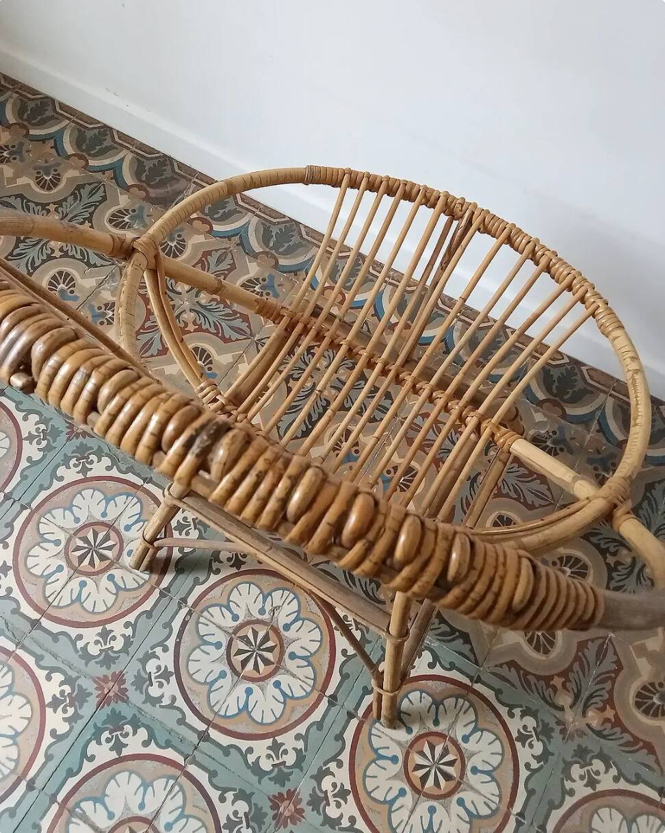 Trio de fauteuils rotin vintage