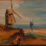 Huile sur panneau - Acajou - Marines N°2