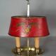 Ancienne lampe bouillotte bronze & tôle peinte, électrifiée D083