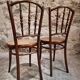 2 chaises bistrot viennoises Kohn antiques en bois courbé et cannage, Autriche vers 1900–1930