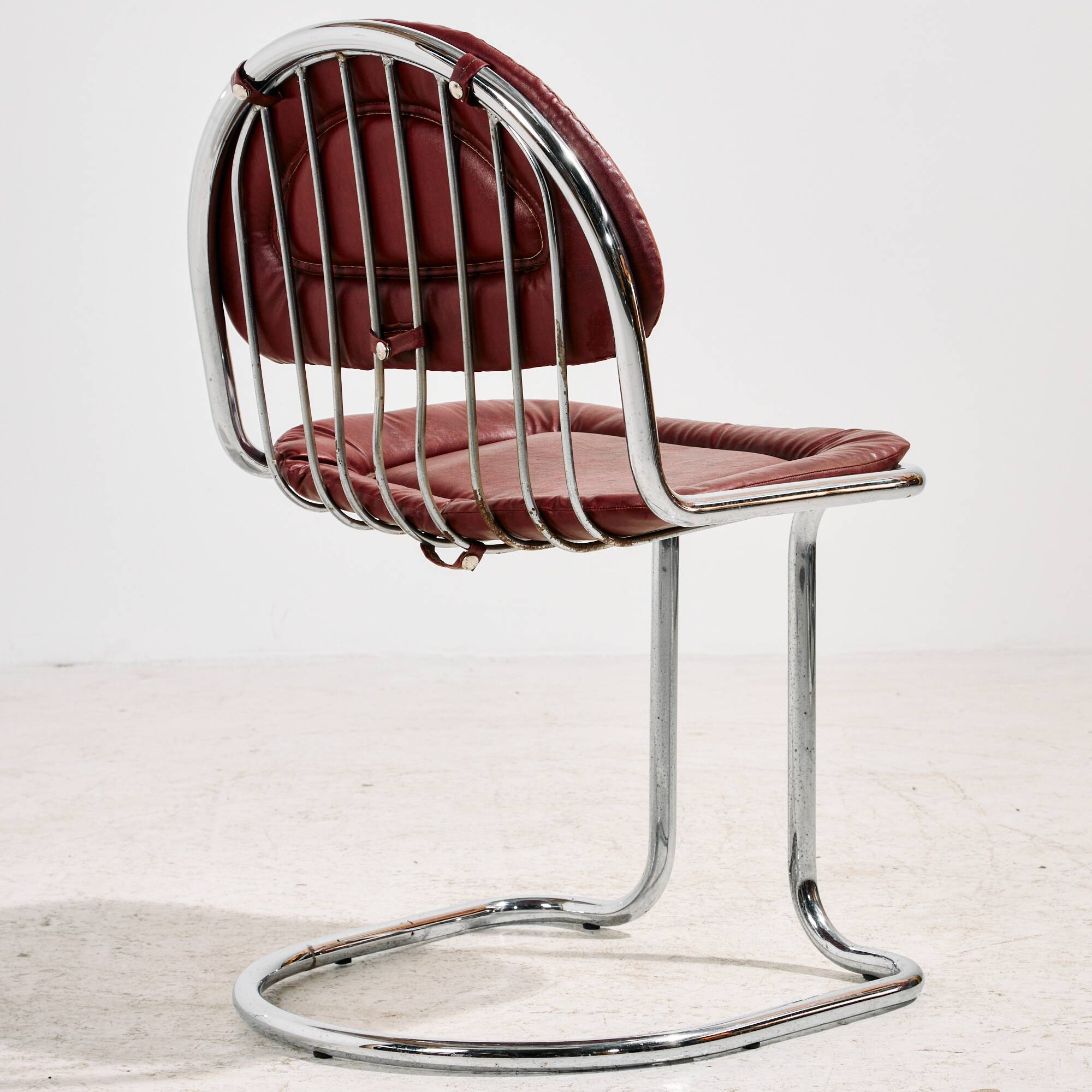 Italian chrome and leather dining set by Gastone Rinaldi, set of 7.