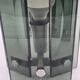 Green-grey glass and chrome metal suspension, in the style of Fontana Arte.