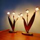 Paire de lampes florales en laiton, Mid-Century, années 1950-60