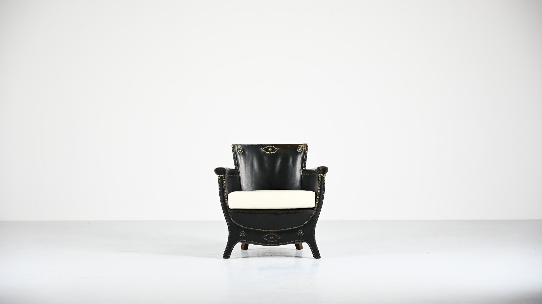 Otto Schulz leather club chair, for Boet. Sweden, C.1940