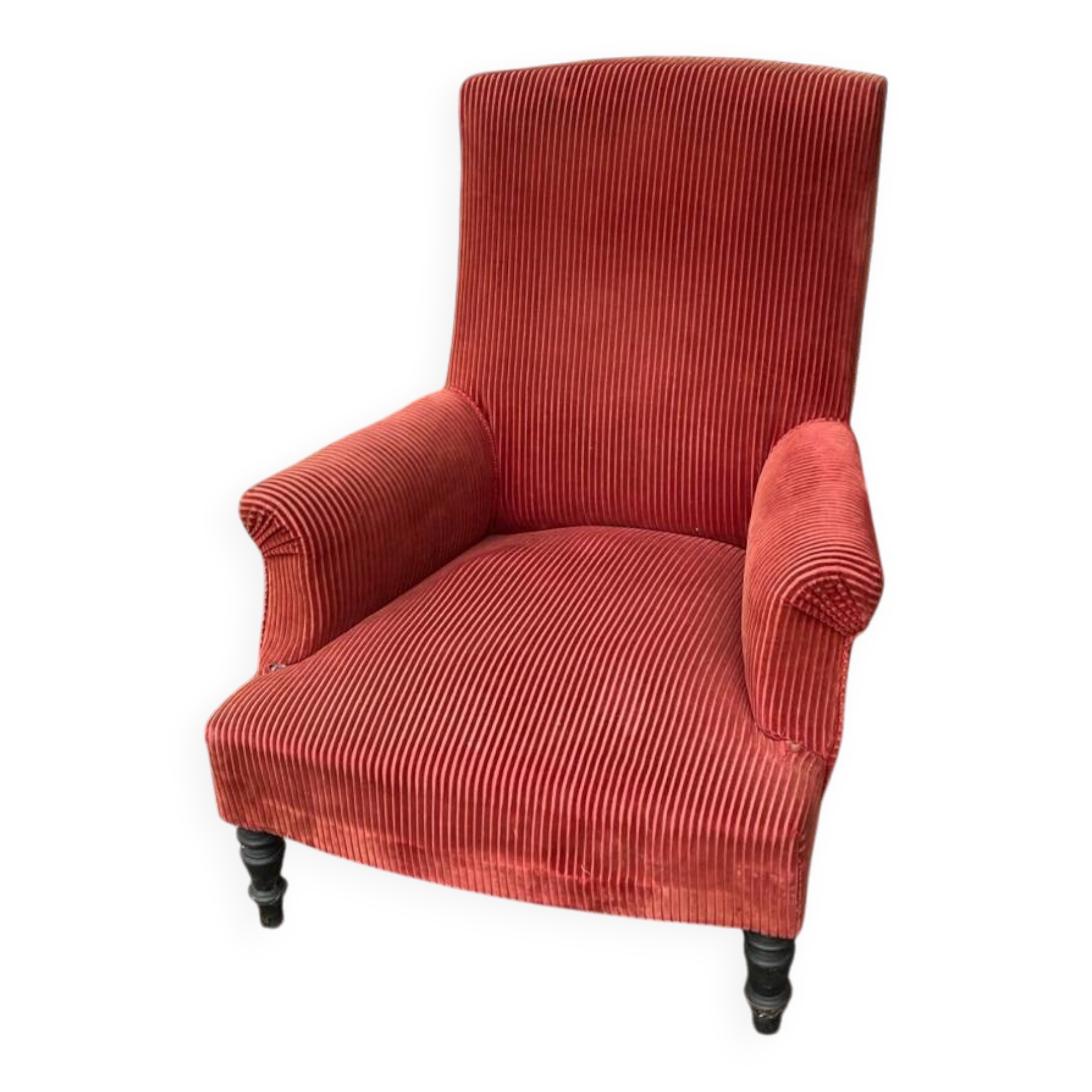 English velvet armchair