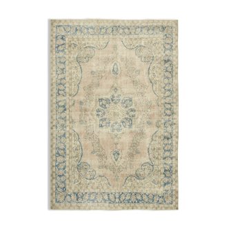 Tapis beige oriental unique fait à la main 204 cm x 307 cm