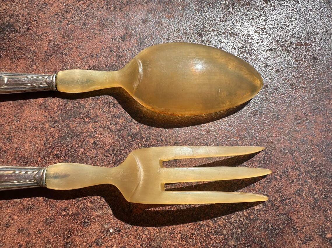 Antique Art Deco Salad Cutlery - Silver-Plated Handles
