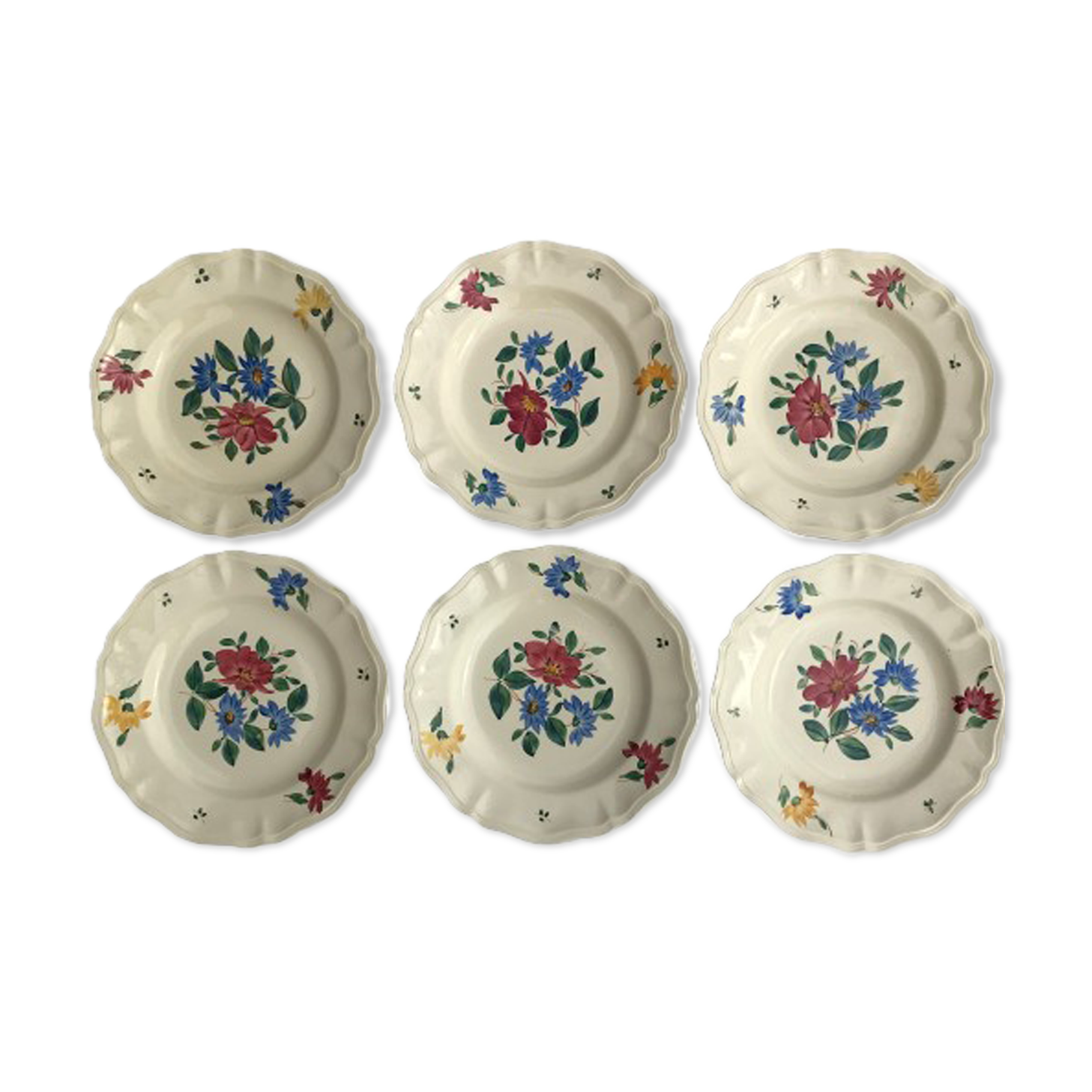 Série de 6 assiettes en faience de Sarreguemines