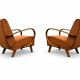 1930s Jindřich Halabala Bentwood Armchairs in Cognac Velvet