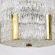 Kalmar Suspension Tambour Drum, Brass, Frosted Textured Glass, Austria, 1960s