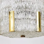 Kalmar Suspension Tambour Drum, Brass, Frosted Textured Glass, Austria, 1960s
