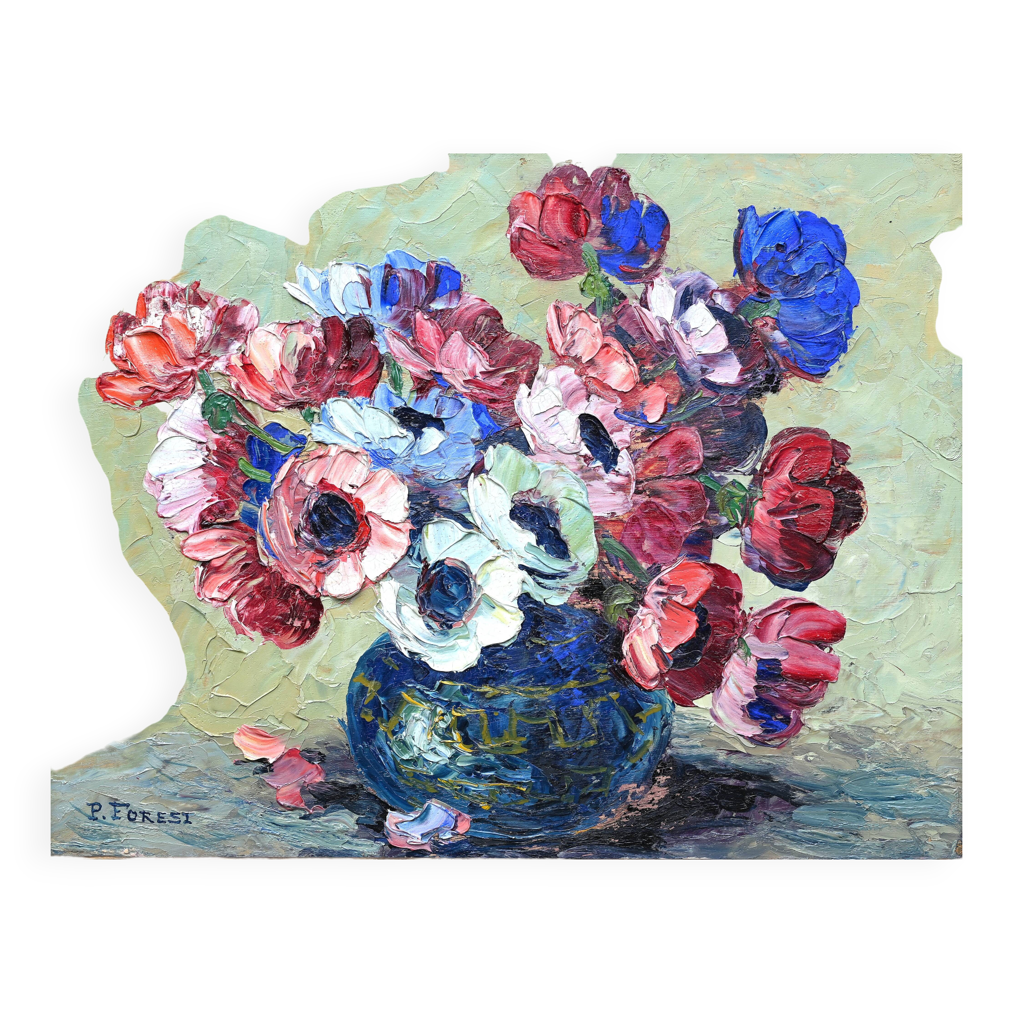 Bouquet of anemones by Pierre Forest (1881-1981), painter from Nice