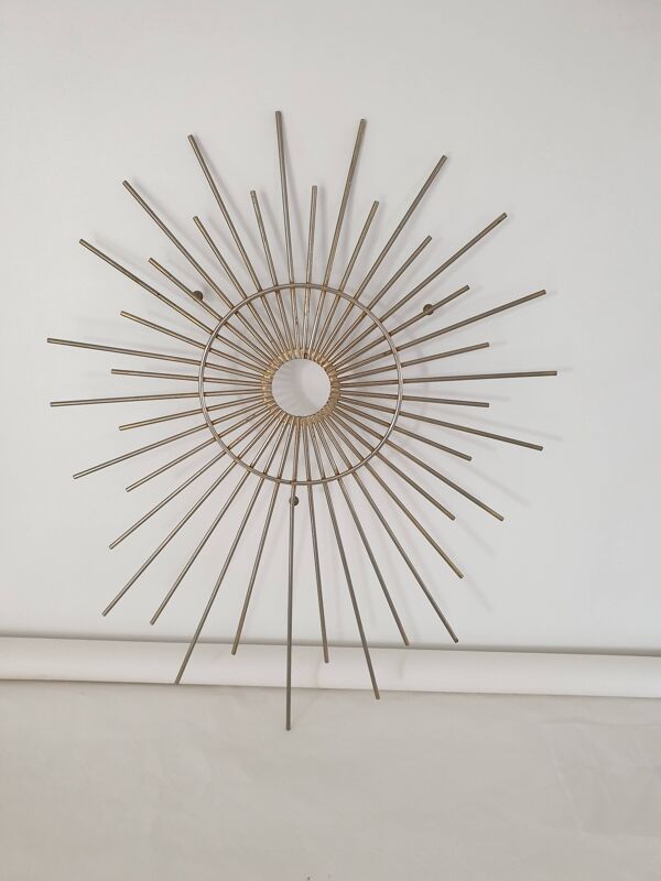 Support miroir soleil en métal hauteur 70cm largeur 56cm - années 60