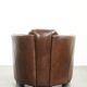 Sturdy dark cognac brown cow leather Aviator design armchair
