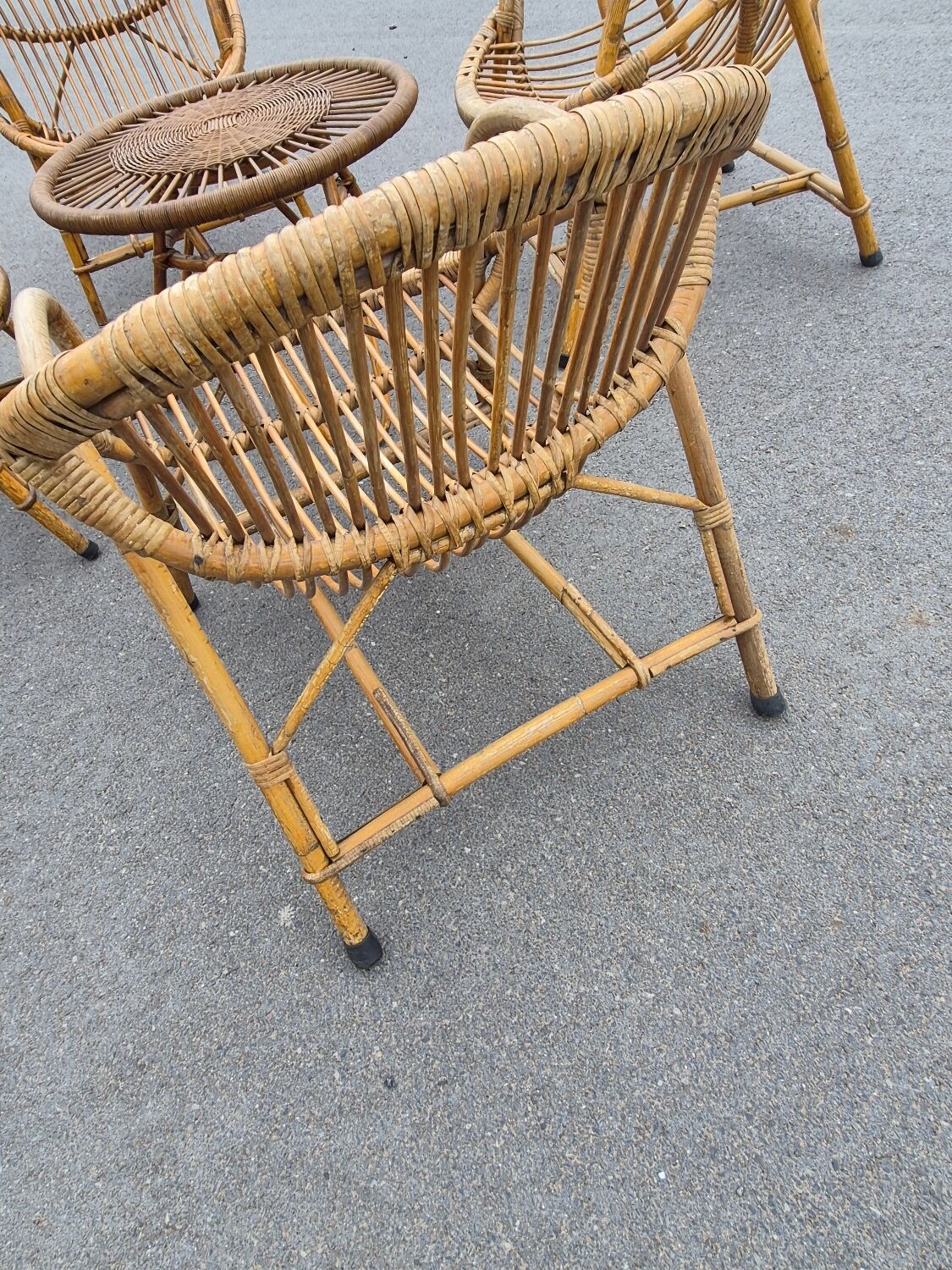 Vintage salon de jardin en rotin