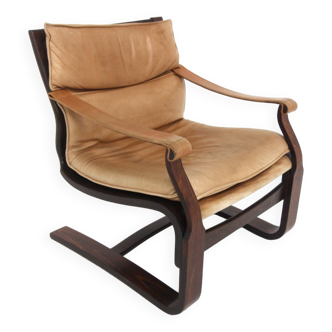 Scandinavian Nelo leather armchair, Norway, 1980