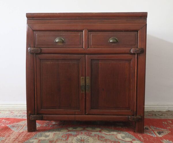 Cabinet antique boho fait main peint à 2 portes, 1910