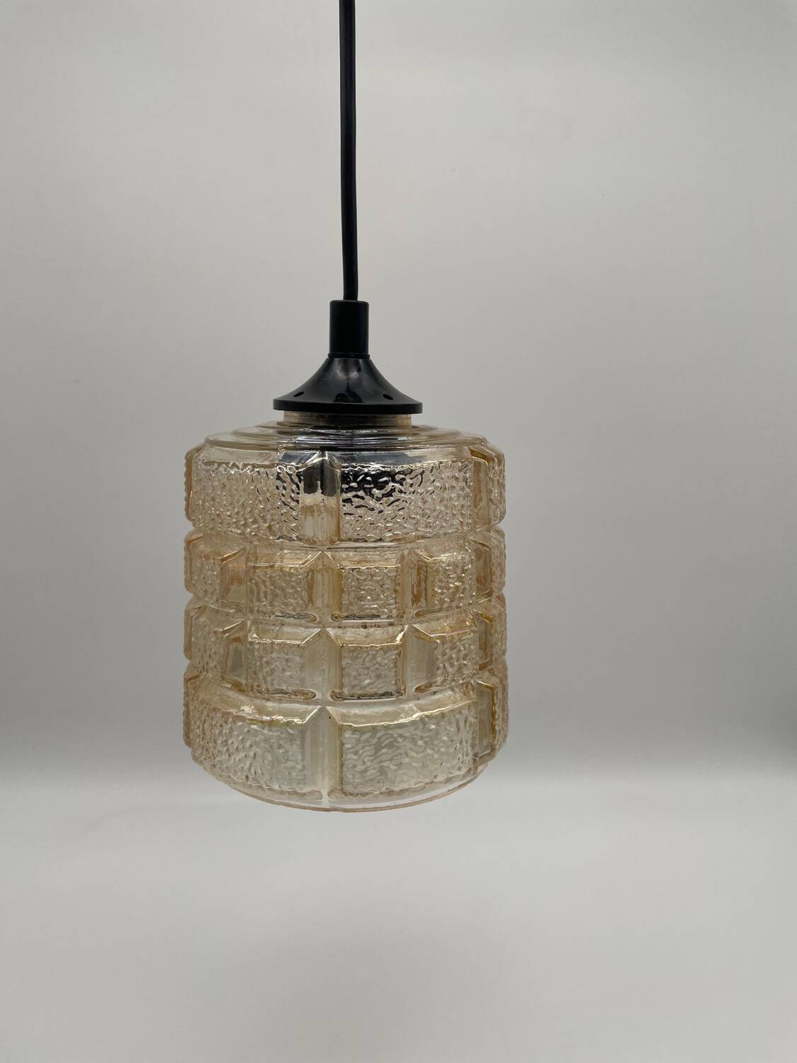 Suspension / portable lamp in smoked glass, 1970s