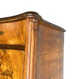 Italian art deco burl walnut chest of drawers, 1940s/50s