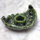 Small candle holder in green slip ceramic