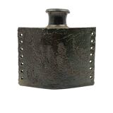 Dark green brutalist ceramic vase, Italy 1980s