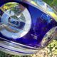 cobalt blue glass bowl with round lenses