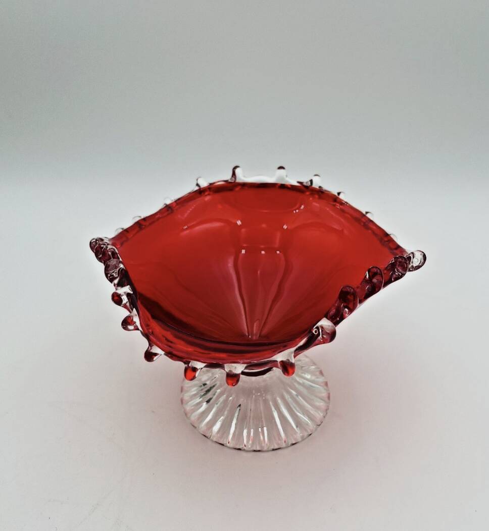 Red blown glass bowl