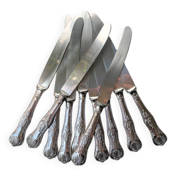 10 Vintage Rocaille Style Metal Knives