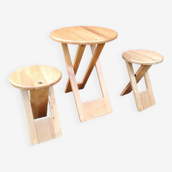 Suzy folding table and stool set by Adrian Reed.