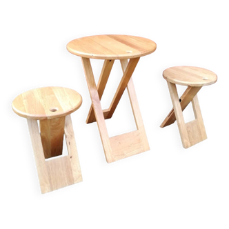 Suzy folding table and stool set by Adrian Reed.