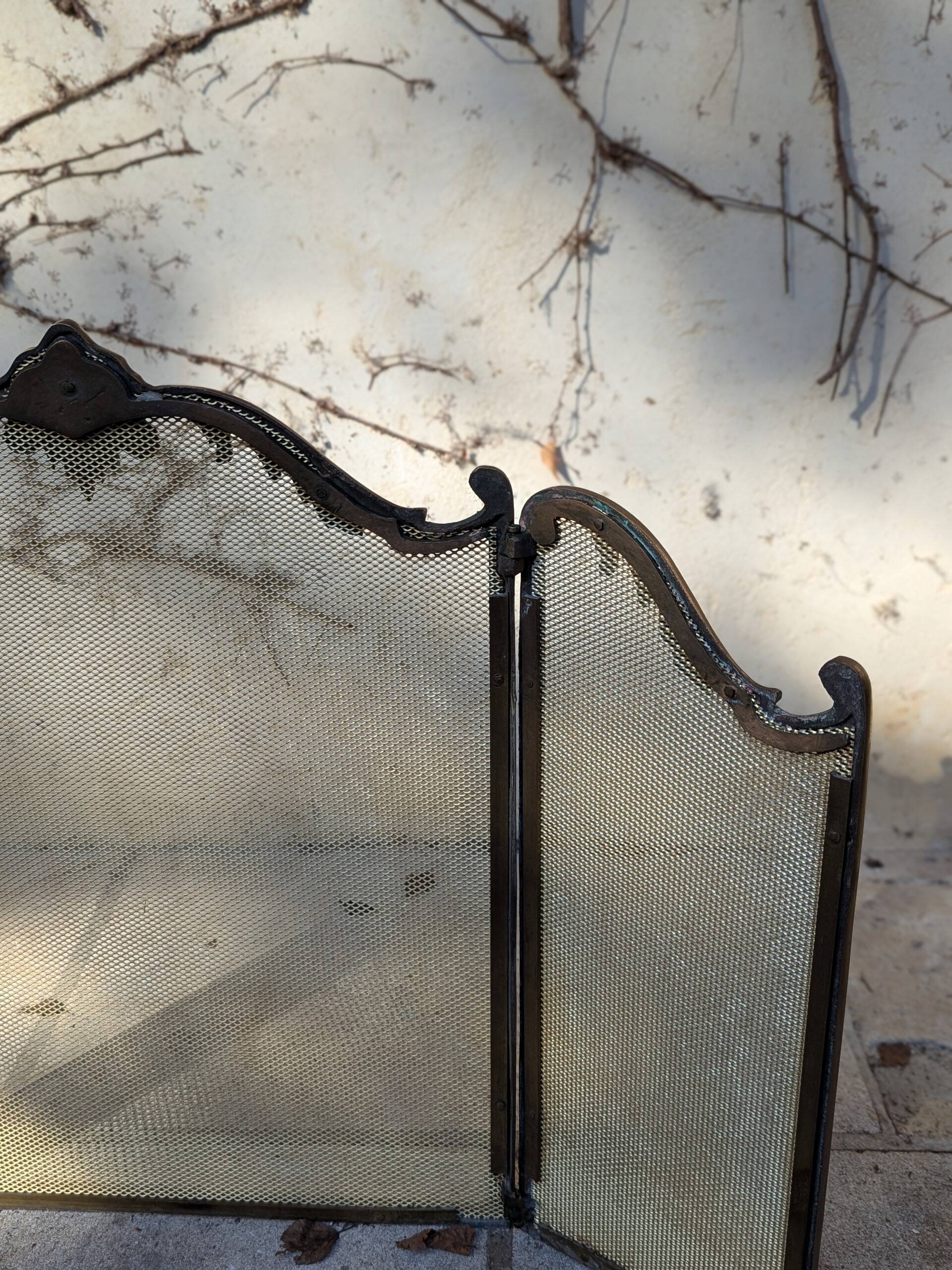 Brass fire screen with 2 leaves