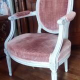 Pair of Louis XVI style medallion armchairs