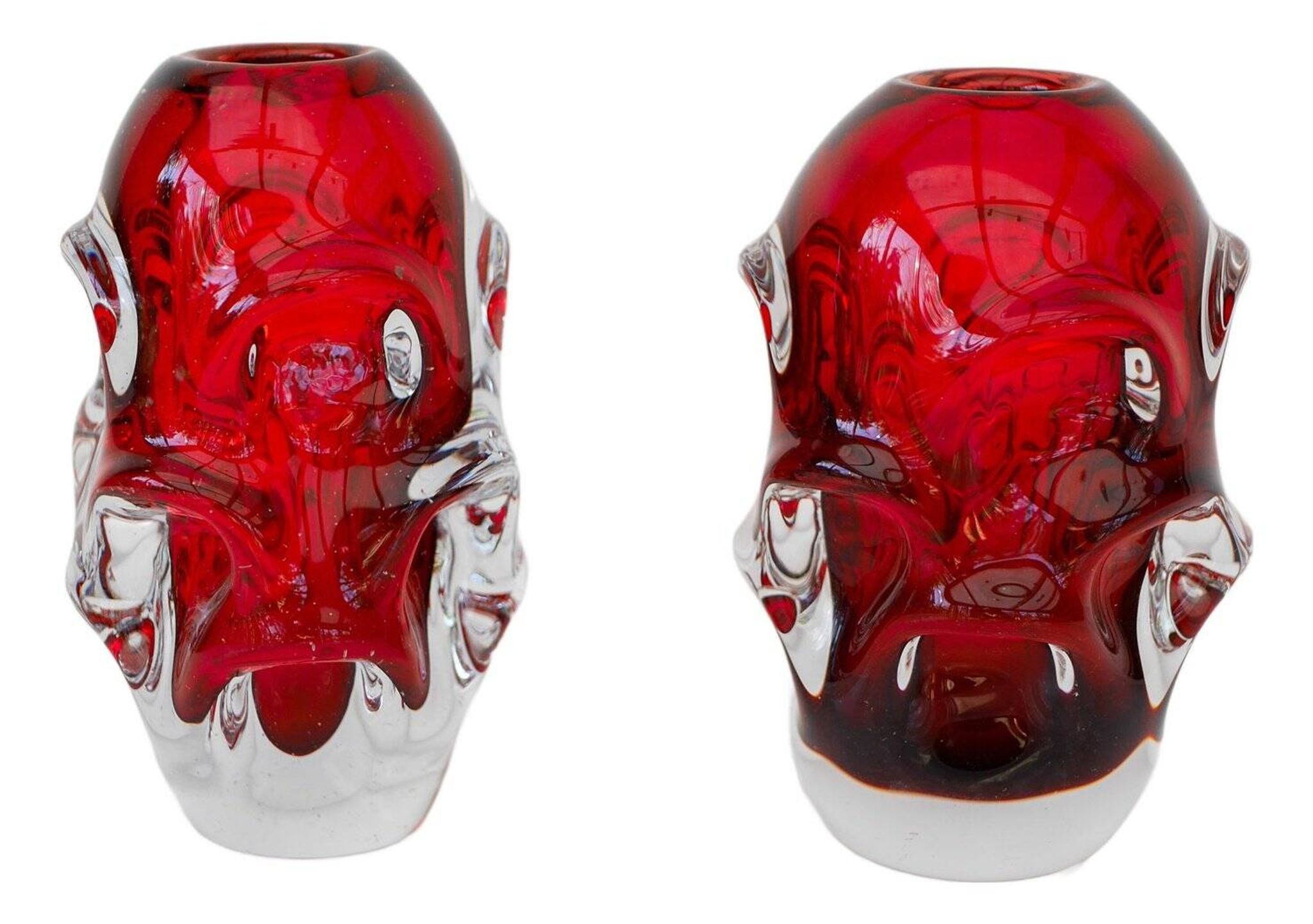 Vases en cristal rouge par Augustsson pour Åseda, ensemble de 2